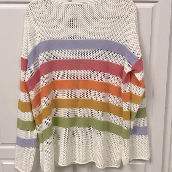 Elliott Lauren White Stripped Knit Sweater NWT Size-Large - Picture 2 of 4